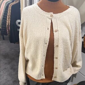 Cream Button-Up Women Sweater